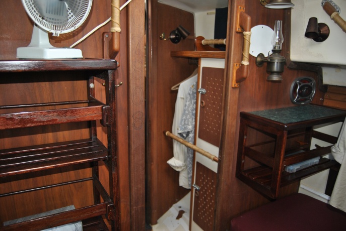 Cabin bulkhead shelving and hanging  and storage lockers