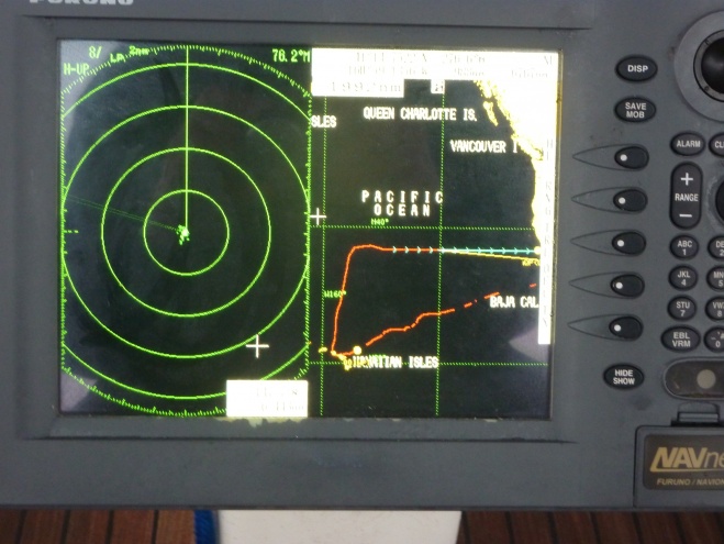 Right Turn

1000nm north in 110 hrs, 26 gallons fuel used.