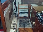 Forward cabinet removed, plywood underlayment removed