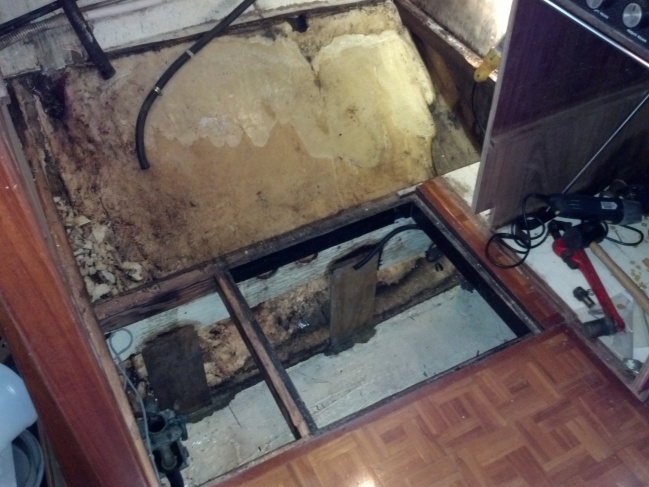 Tank removed, bedding foam visible